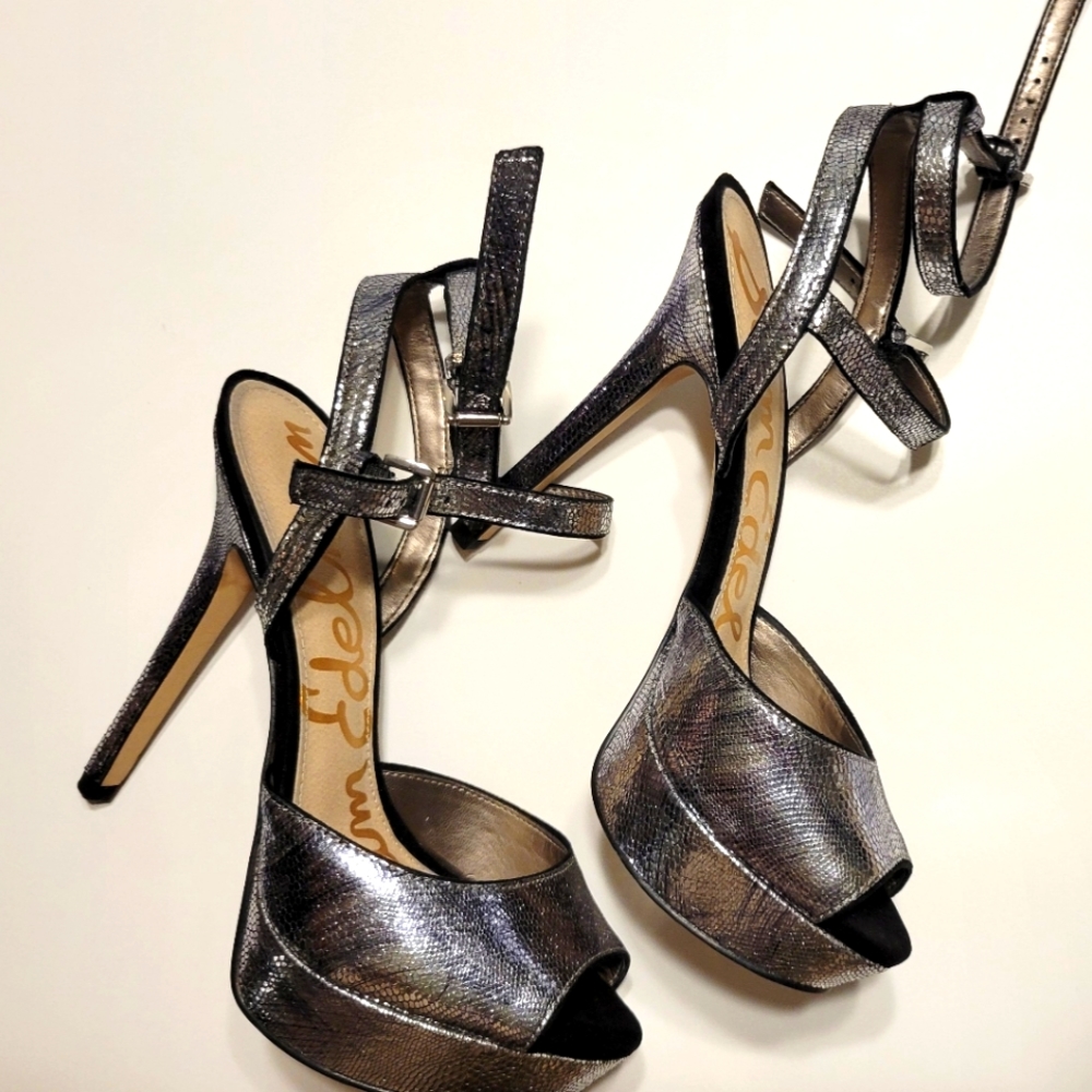 Metallic Print Heels